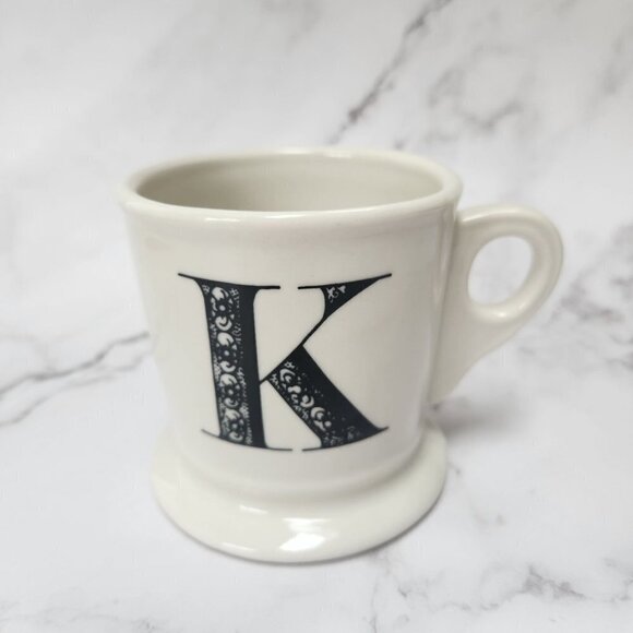 Anthropologie Monogram Letter K Ceramic Coffee Mug Shaving Cup Style - Picture 1 of 4